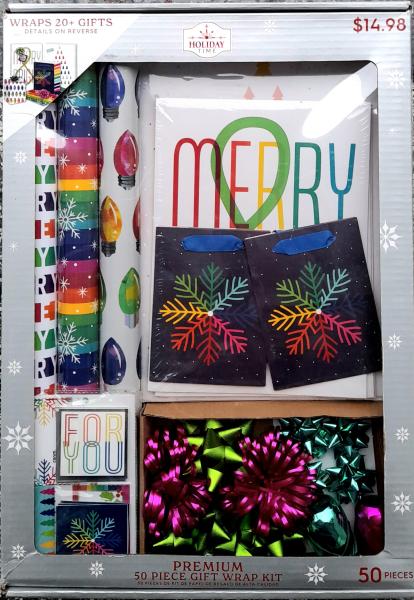 HOLIDAY Time Premium Gift Wrap Kit 'Bunt' 50 Teilig Geschenkverpackungsset